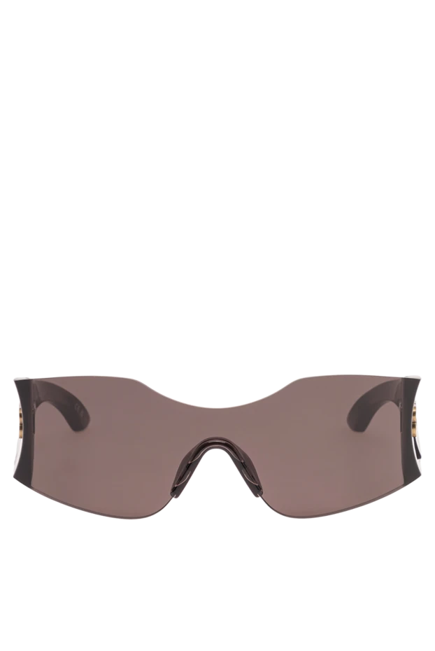 Balenciaga streamlined black frame mask sunglasses with gold monogram 194923 - photo 1