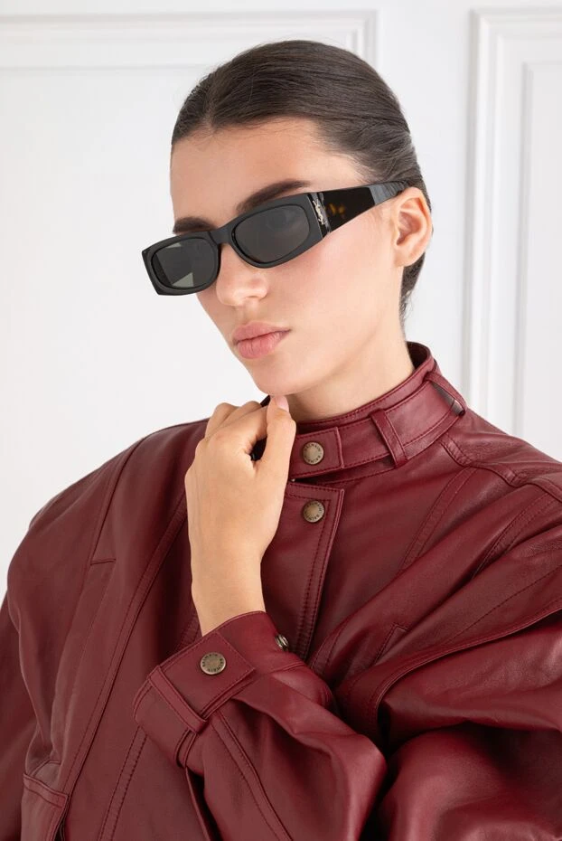 Saint Laurent rectangular sunglasses with emerald lenses and a gold monogram logo 194929 - photo 2