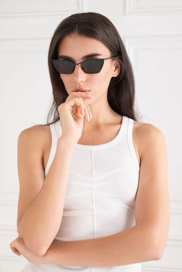 Saint Laurent metal cat eye sunglasses with v-shaped bridge and gray lenses 194936 - photo 2