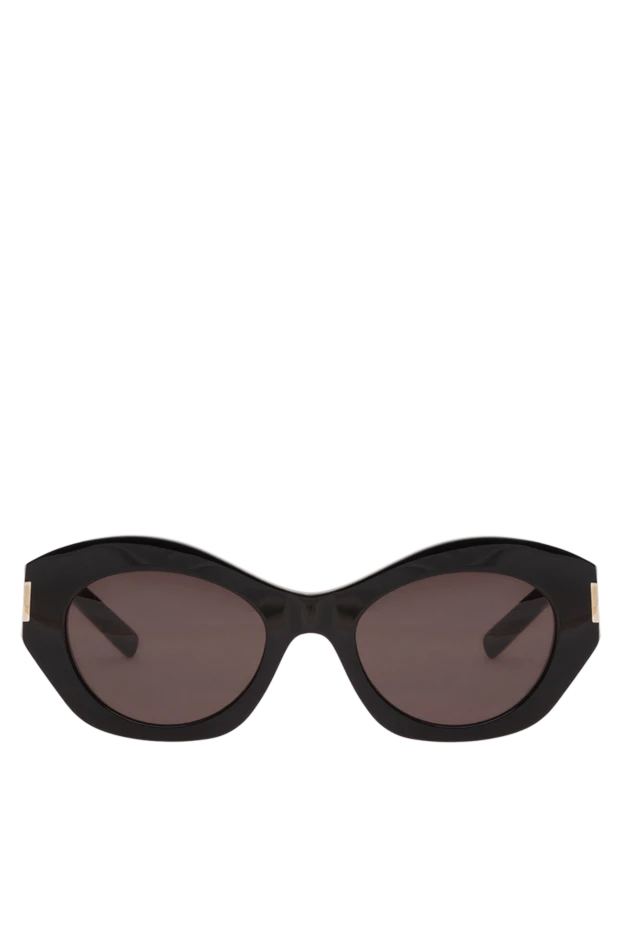 Saint Laurent oval sunglasses with glossy black frames and smoked lenses 194938 - photo 1