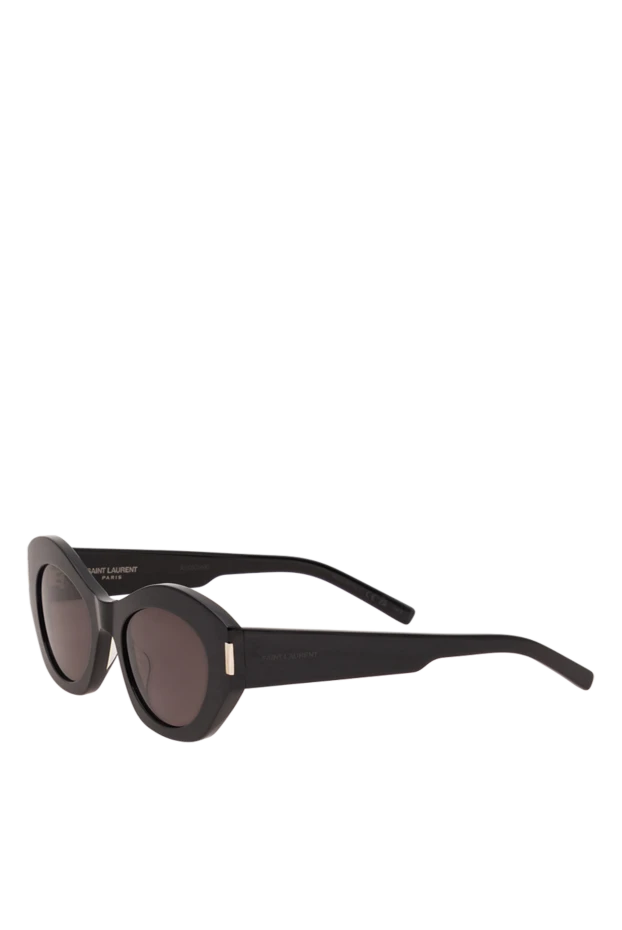 Saint Laurent oval sunglasses with glossy black frames and smoked lenses 194938 - photo 3