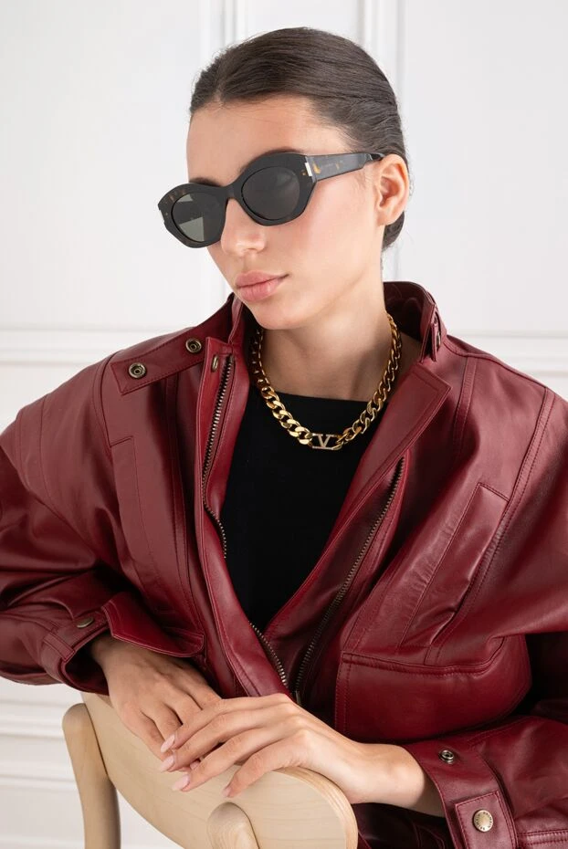 Saint Laurent women's cat eye glasses with tortoiseshell frames and silver plates 194943 - photo 2