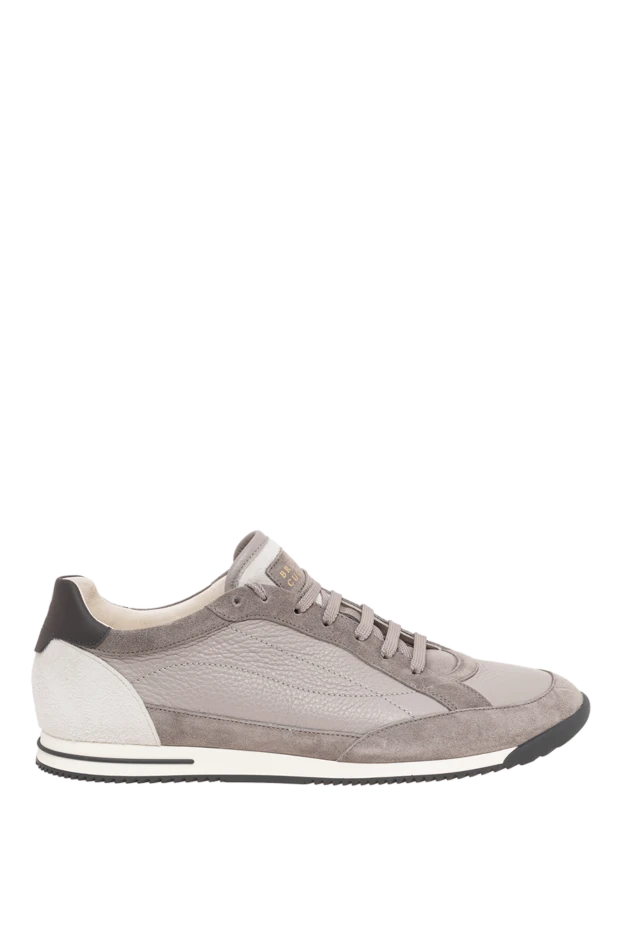 Brunello Cucinelli men's gray sneakers made of genuine leather and suede 194952 - photo 1