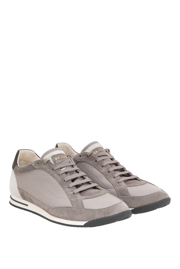 Brunello Cucinelli men's gray sneakers made of genuine leather and suede 194952 - photo 3