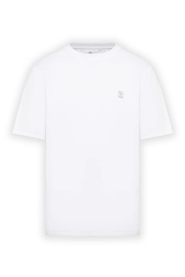 Men's white cotton T-shirt with embroidered heraldic crest - photo 1