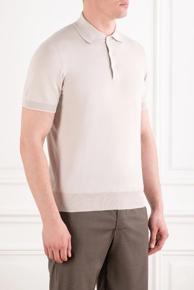 Brunello Cucinelli beige knitted polo shirt made of lightweight premium cotton with short sleeves 194961 - photo 3
