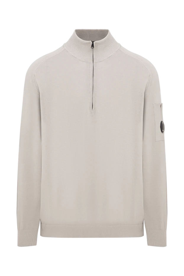 Light grey fleece knit pullover with zip and lens - photo 1
