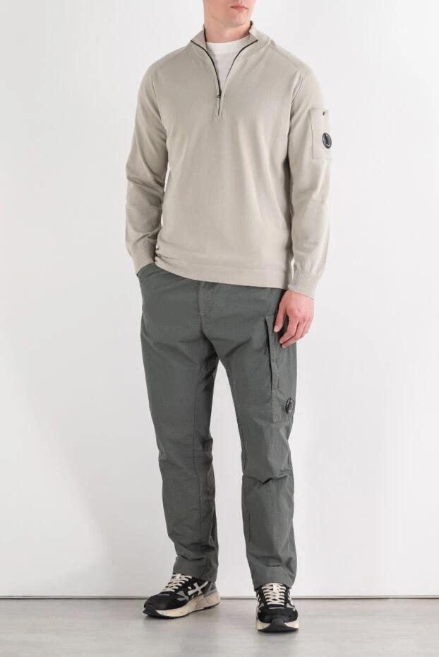 Light grey fleece knit pullover with zip and lens - photo 2