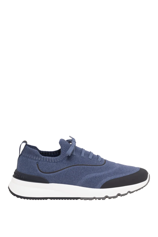Brunello Cucinelli men's blue knit sneakers with a contrasting sole 194988 - photo 1