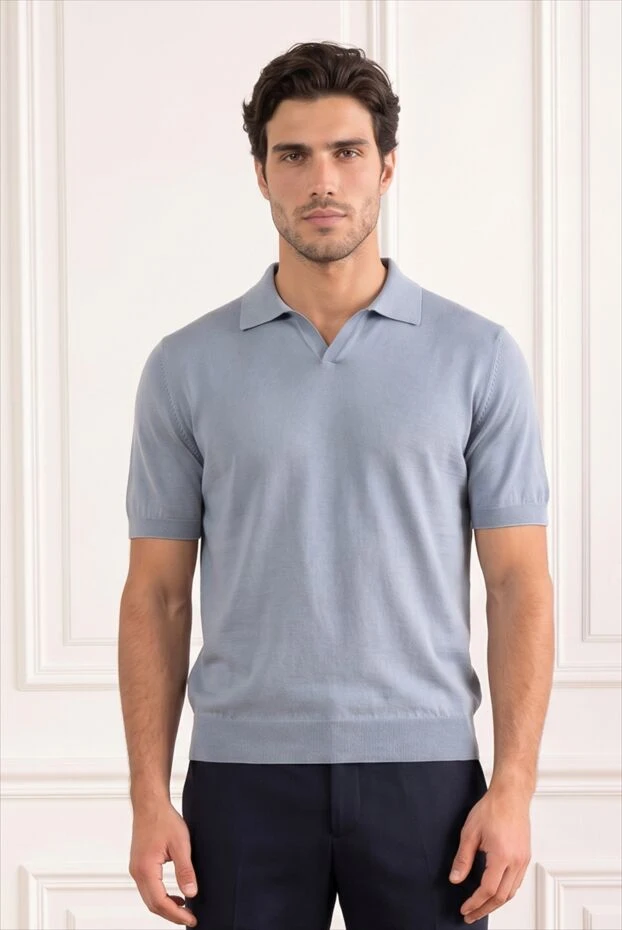 Brunello Cucinelli мужские синие трикотажные кроссовки с контрастной подошвой 194988 - фото 2