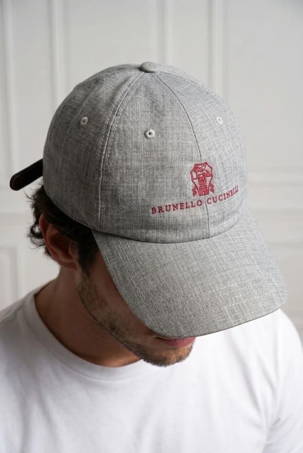 Brunello Cucinelli шестипанельная бейсболка с жестким изогнутым козырьком серого цвета 194992 - фото 3