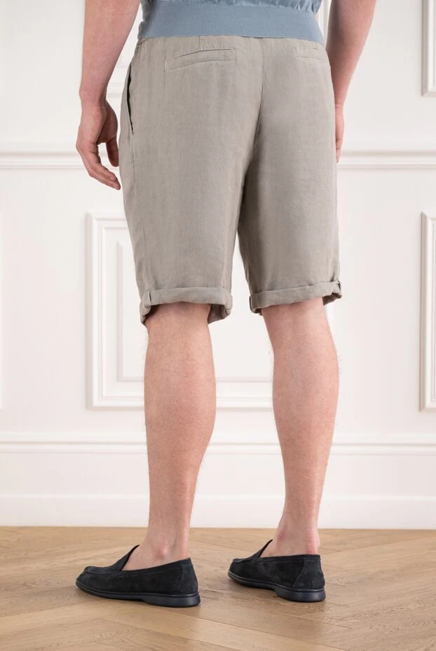 Brunello Cucinelli men's grey linen shorts with creases and turn-ups 194993 - photo 3