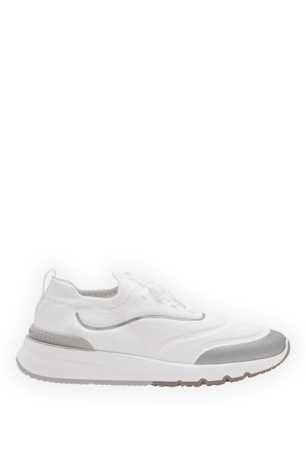 Brunello Cucinelli white knit sneakers with contrasting silver trim 194996 - photo 1