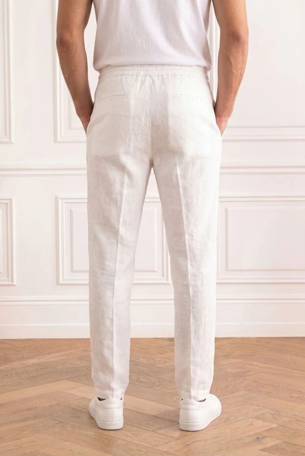 Brunello Cucinelli white linen trousers with elastic drawstring waistband 195001 - photo 2