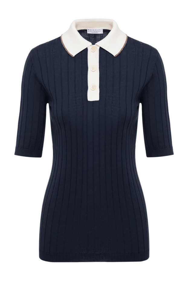 Brunello Cucinelli fitted ribbed knit polo shirt with contrast collar 195009 - photo 1