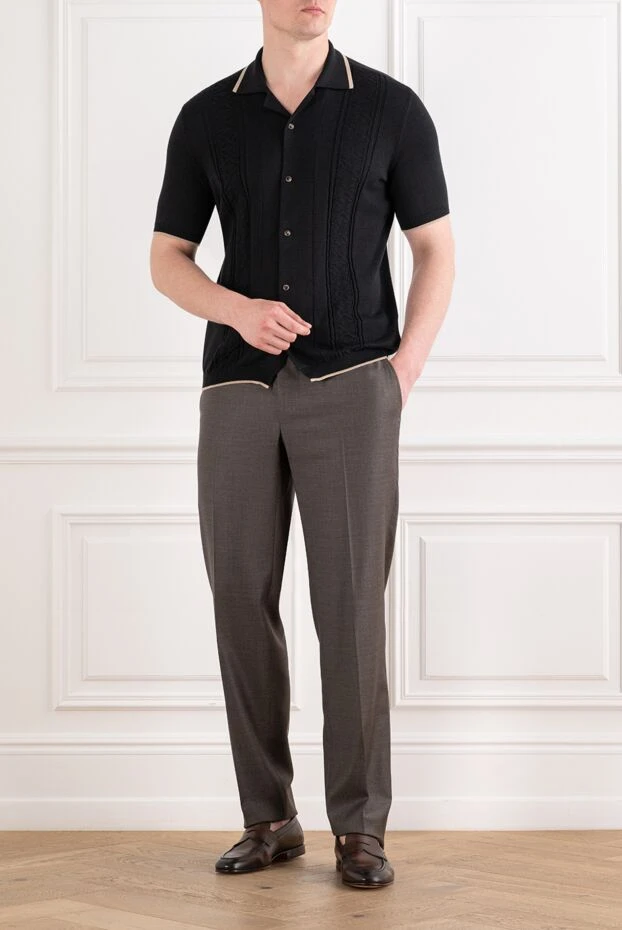 Cesare di Napoli men's classic wool trousers in brown 195022 - photo 3