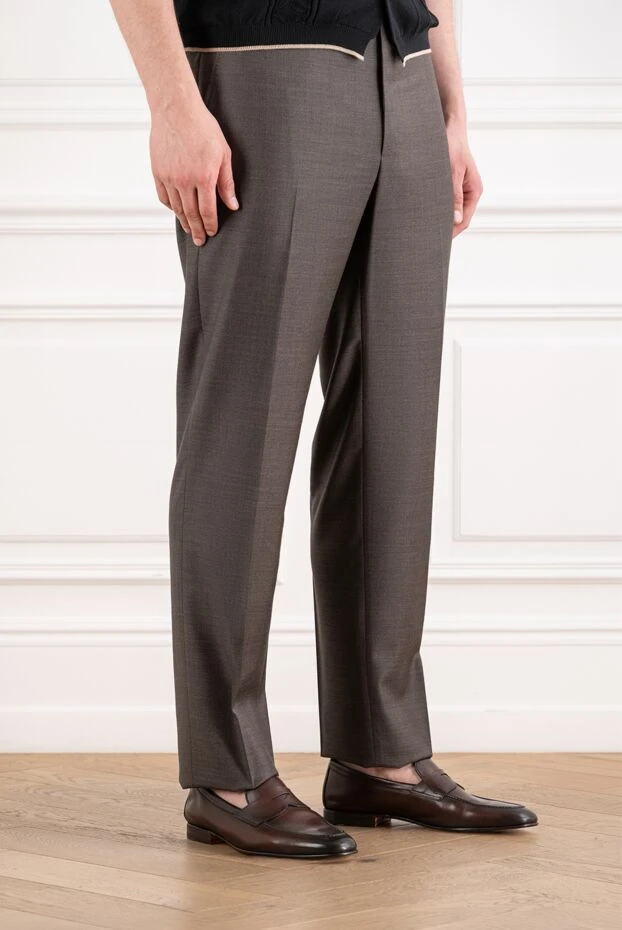 Cesare di Napoli men's classic wool trousers in brown 195022 - photo 3