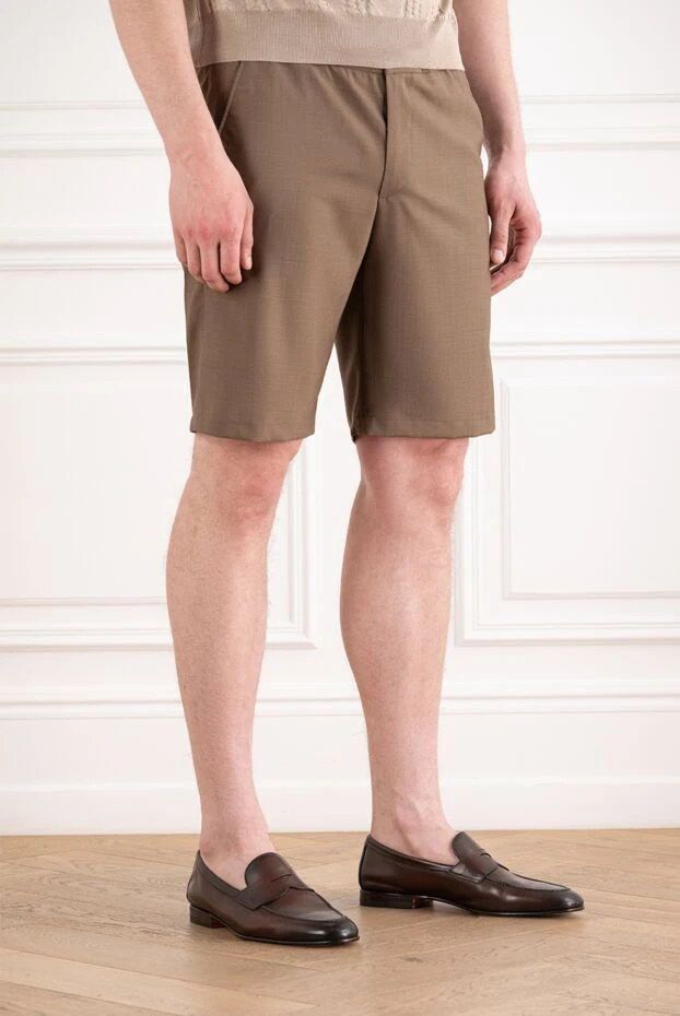 Cesare di Napoli men's brown knit shorts with a silky texture 195035 - photo 3