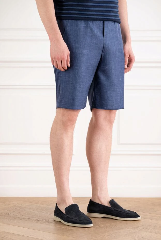 Cesare di Napoli men's blue bermuda shorts with a distinctive textured pattern 195041 - photo 3