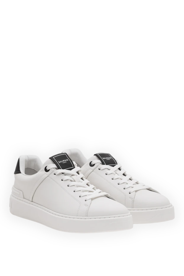 Balmain кросівки b-court із телячої шкіри білого кольору 195118 - фото 3