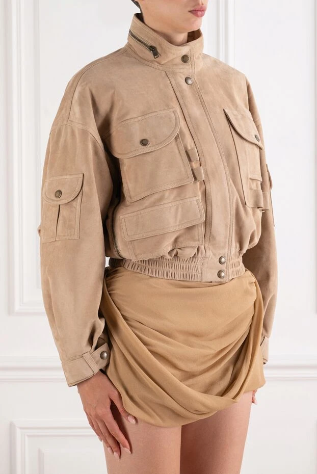 Balmain beige suede bomber jacket with multiple pockets 195121 - photo 3
