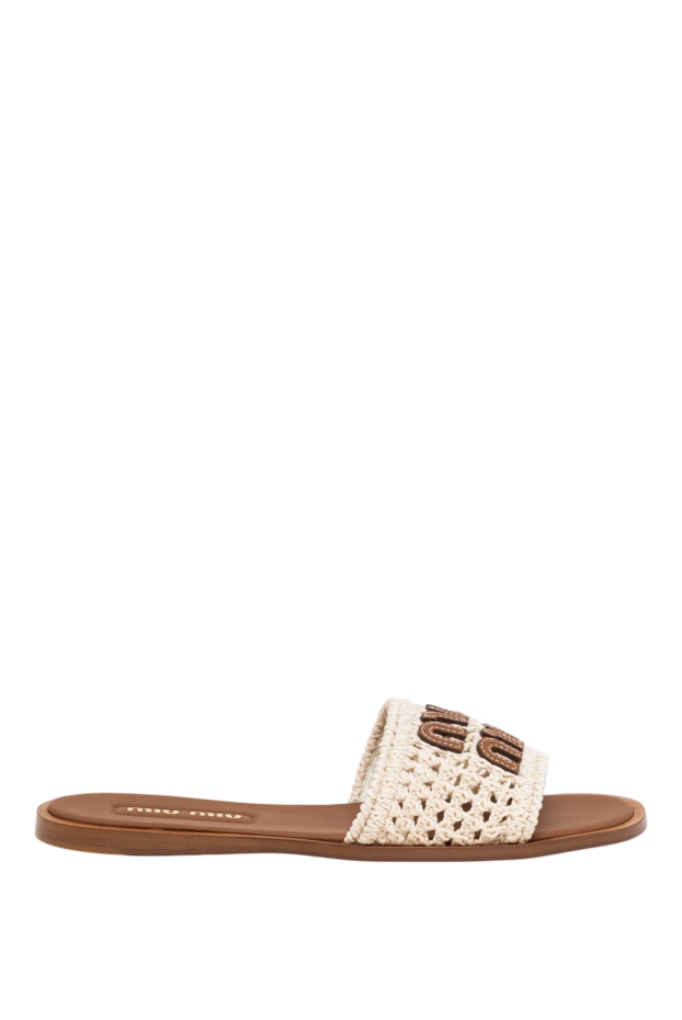Miu Miu шлепанцы из вязанного крючком верха c кожаной подошвой 195123 - фото 1