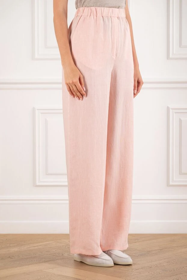 Loro Piana valerio wide-leg trousers in pink linen 195147 - photo 3