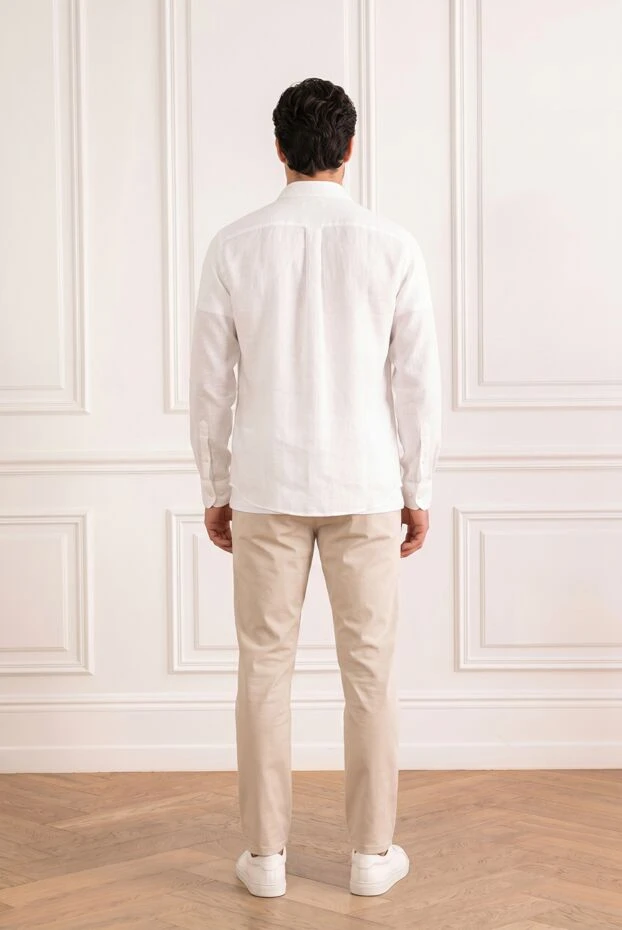 Zilli men's white linen shirt, loose straight fit 195165 - photo 3