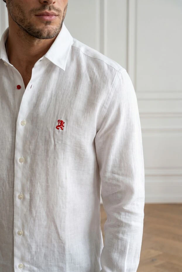 Zilli men's white linen shirt, loose straight fit 195165 - photo 2