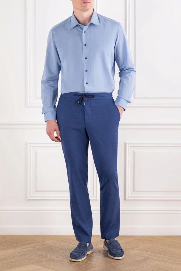 Zilli men's light blue cotton shirt with contrasting buttons 195192 - photo 1