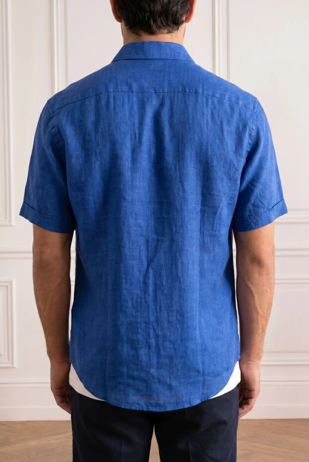 Zilli men's cornflower blue linen short sleeve shirt 195201 - photo 2