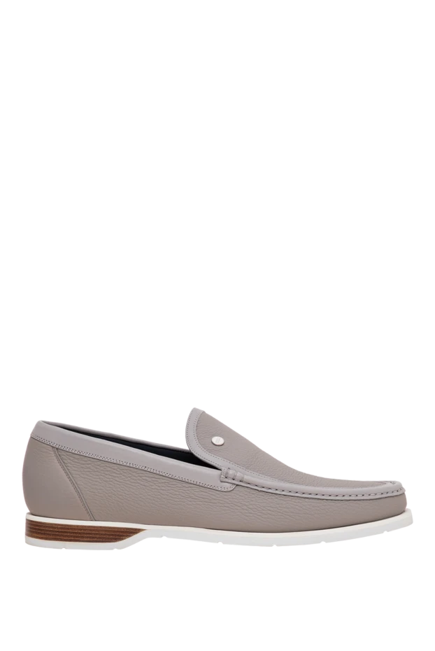 Zilli men's light gray grained leather loafers 195206 - photo 1