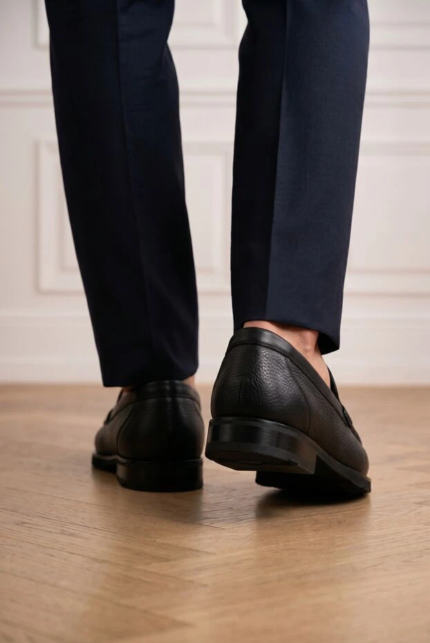 Zilli men's black grained leather loafers 195207 - photo 2