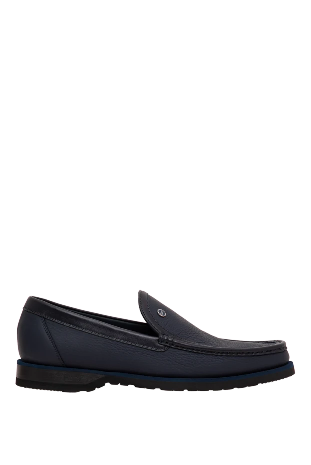 Zilli men's blue grained leather loafers 195208 - photo 1