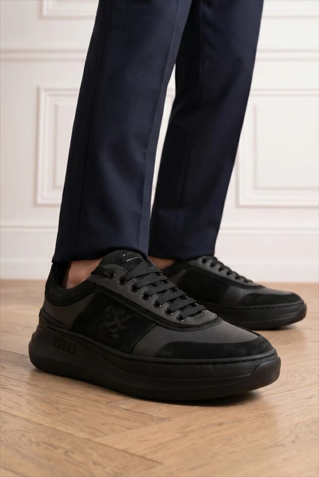 Zilli men's black leather sneakers with a chunky sole 195214 - photo 1