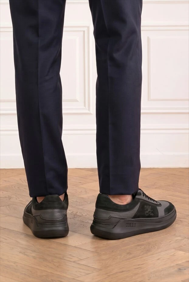 Zilli men's black leather sneakers with a chunky sole 195214 - photo 2