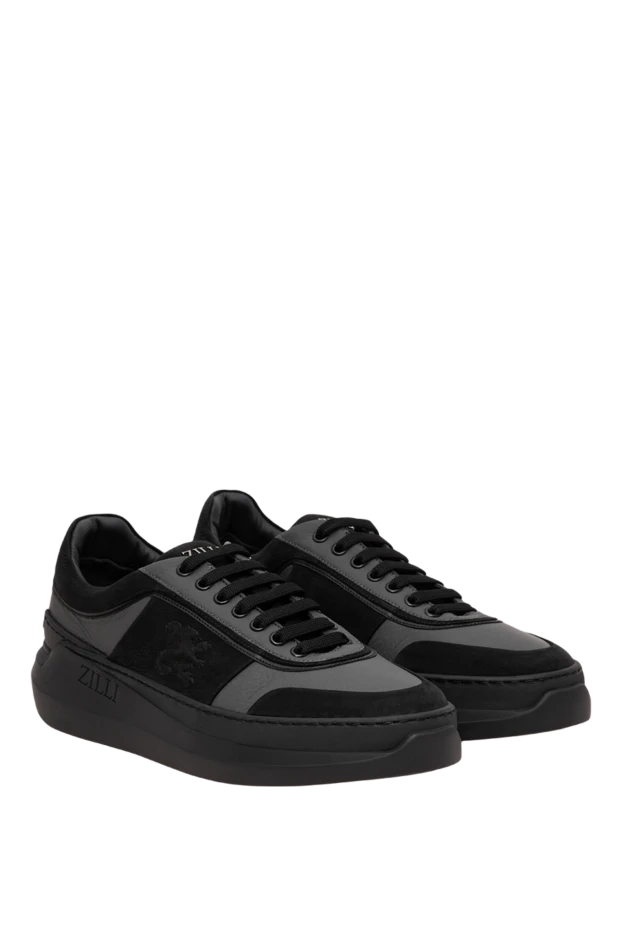 Zilli men's black leather sneakers with a chunky sole 195214 - photo 3