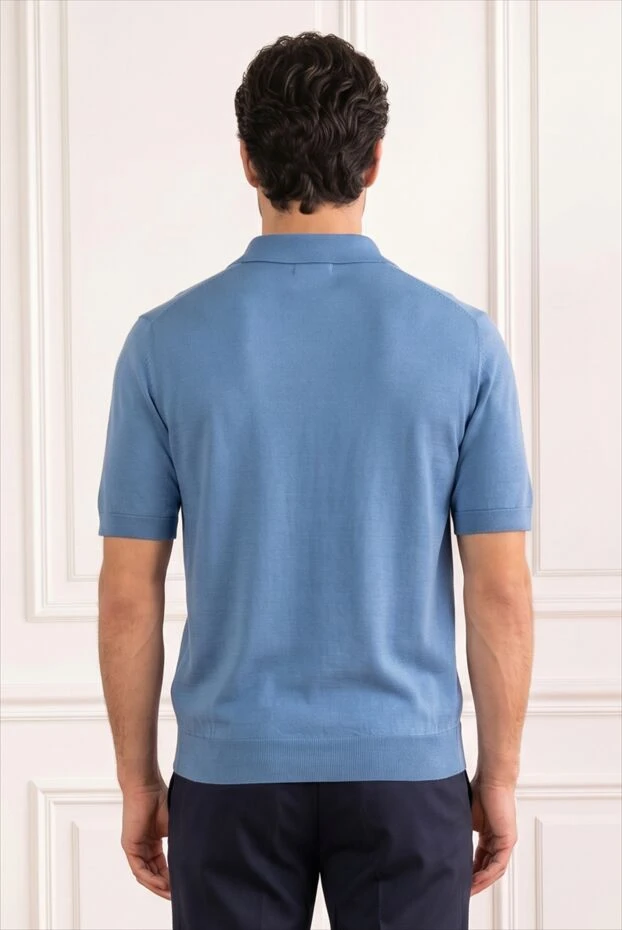 Zilli blue knit polo shirt with a textured geometric pattern 195241 - photo 2