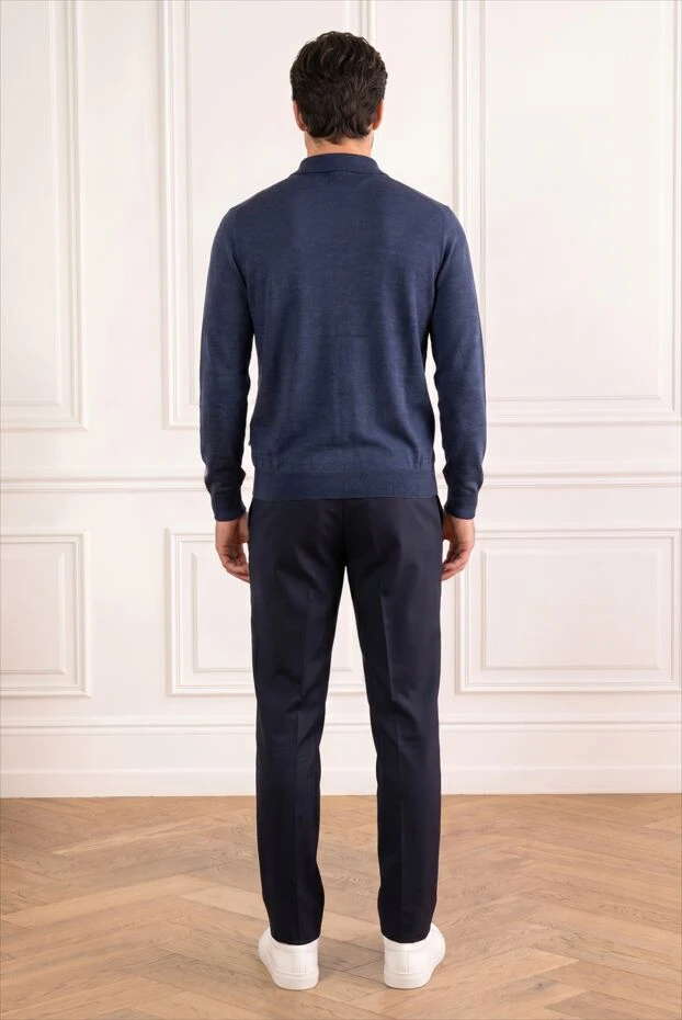 Zilli blue knit polo shirt with a textured geometric pattern and a logo on the zipper 195254 - photo 2