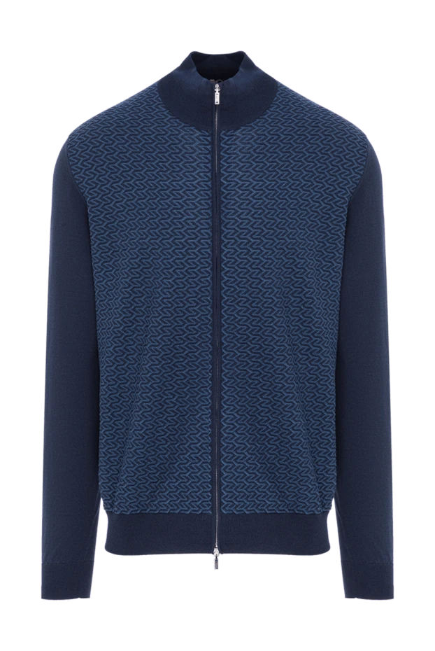 Zilli men's blue geometric pattern zip-up cardigan 195259 - photo 1