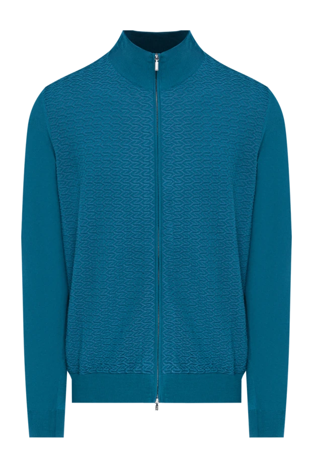 Zilli turquoise knitted cardigan made of silk and cotton with a relief pattern 195260 - photo 1