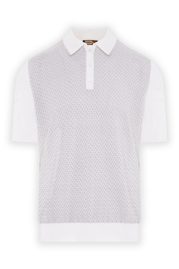 Zilli white knit polo shirt with buttons and a geometric micro pattern 195279 - photo 1