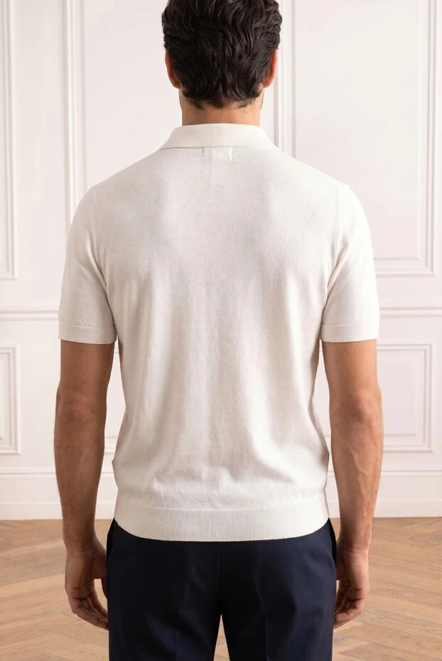 Zilli white knit polo shirt with buttons and a geometric micro pattern 195279 - photo 2