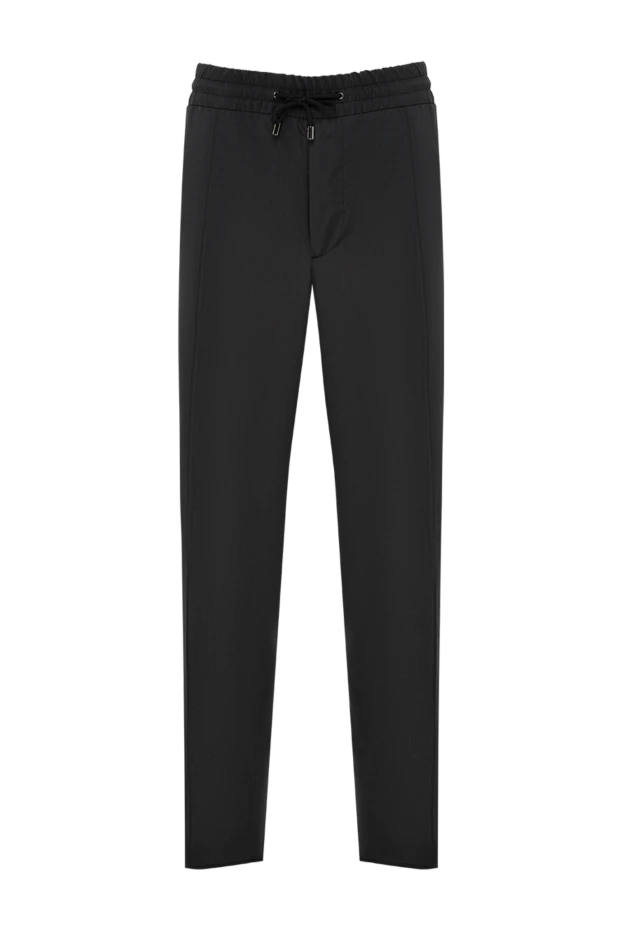 Zilli dark blue wool and silk trousers with elastic waistband and creases 195291 - photo 1