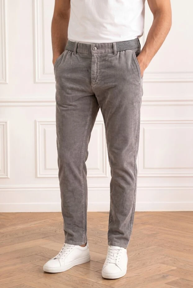 Zilli men's gray corduroy casual tapered trousers 195301 - photo 2