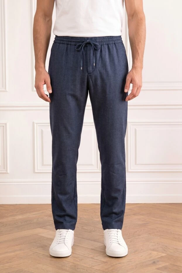 Zilli men's dark blue trousers with premium linen blend 195306 - photo 1