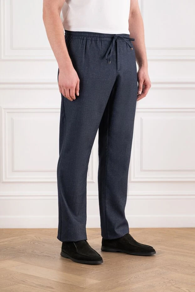 Zilli men's dark blue trousers with premium linen blend 195306 - photo 3