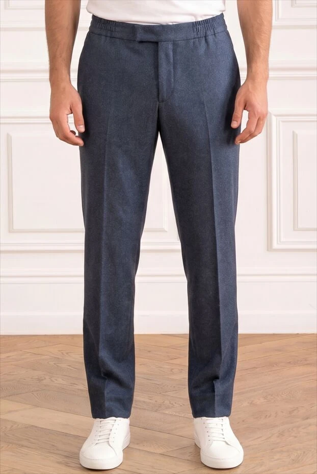 Zilli men's blue wool classic trousers in a melange color scheme 195309 - photo 1