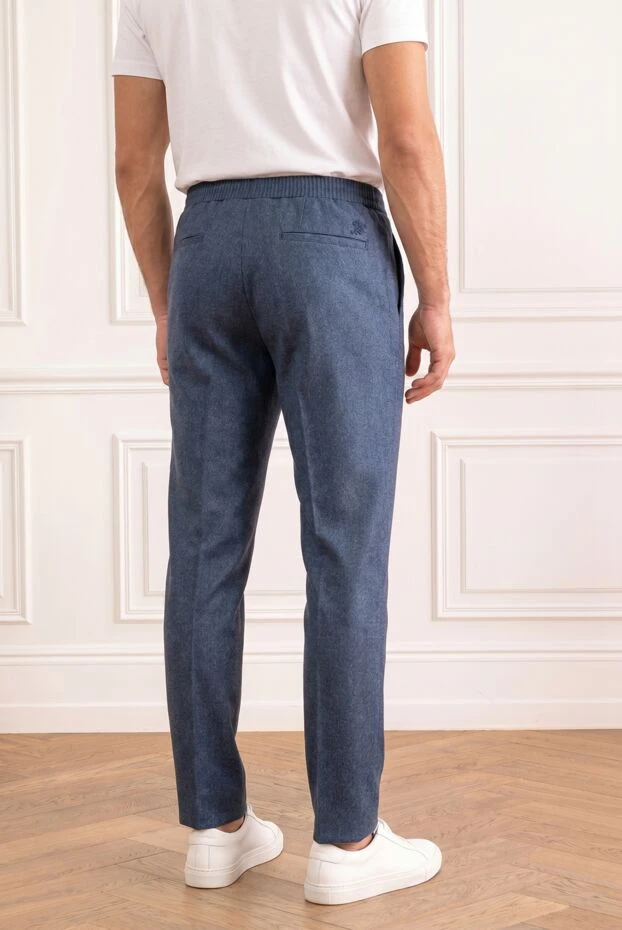 Zilli men's blue wool classic trousers in a melange color scheme 195309 - photo 2