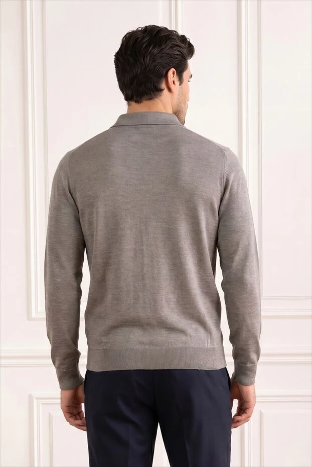 Zilli gray knitted polo shirt with a textured pattern and leather zipper trim 195351 - photo 2